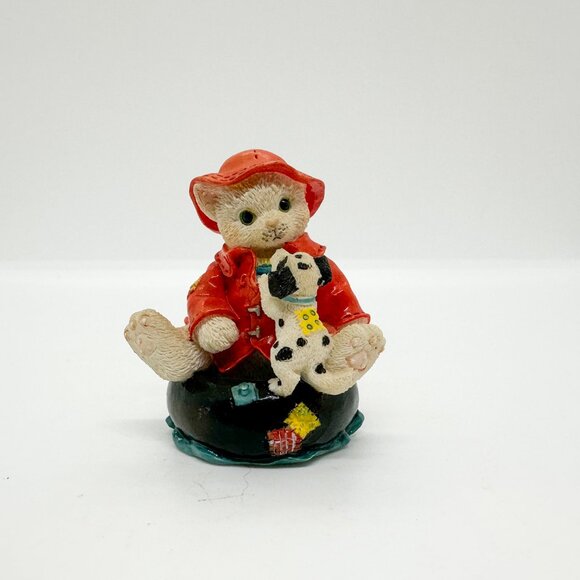 Vtg Calico Kittens Enesco Cat Cats April Showers Rain Umbrella Duck Dog Water - Picture 7 of 16
